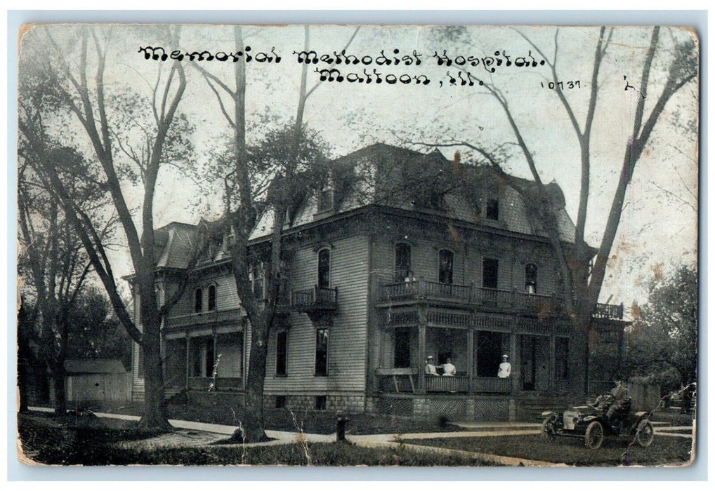 1912 Memorial Methodist Hospital Exterior Building Mattoon Illinois IL Postcard