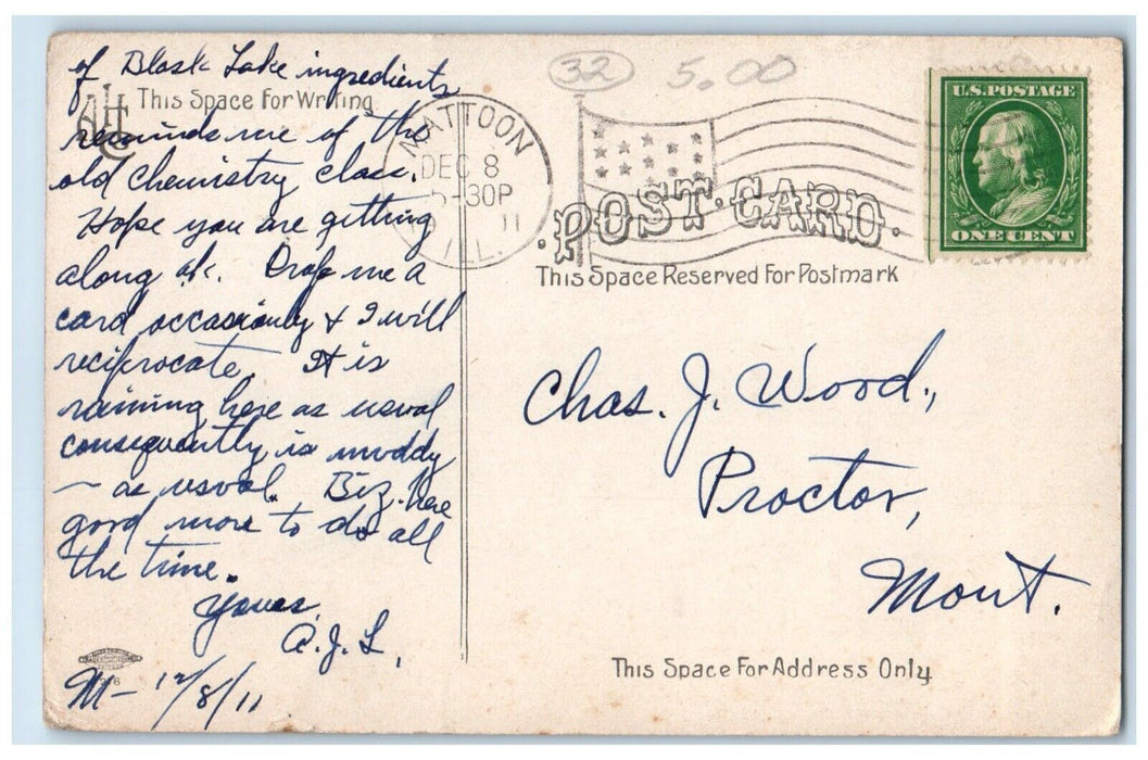 1911 Dole House Exterior Building Streetcar Trolley Mattoon Illinois IL Postcard