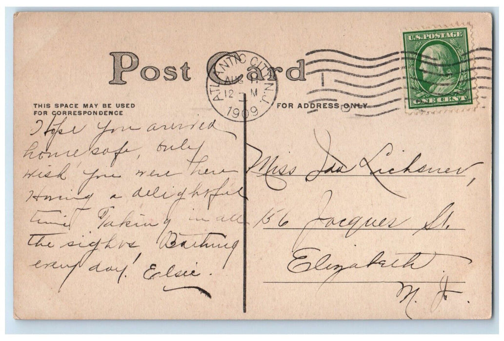 1909 Greetings From Atlantic City New Jersey NJ Rounding Buoy Sailboat Postcard