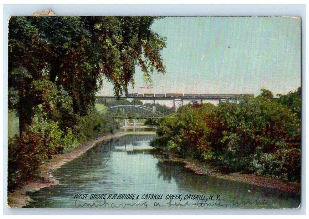 1907 West Shore Railroad Bridge Catskill Creek Catskill New York Posted Postcard