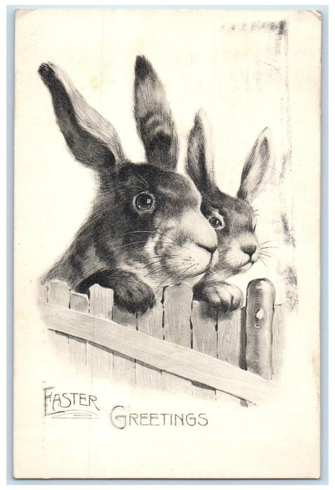 1913 Easter Greetings Bunny Rabbit Trinidad Colorado CO Posted Antique Postcard