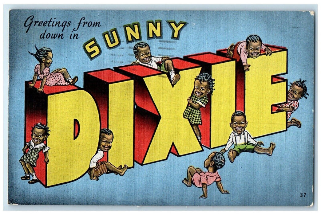 1956 Greetings Sunny Dixie Large Letter Banner West Memphis Arkansas AR Postcard