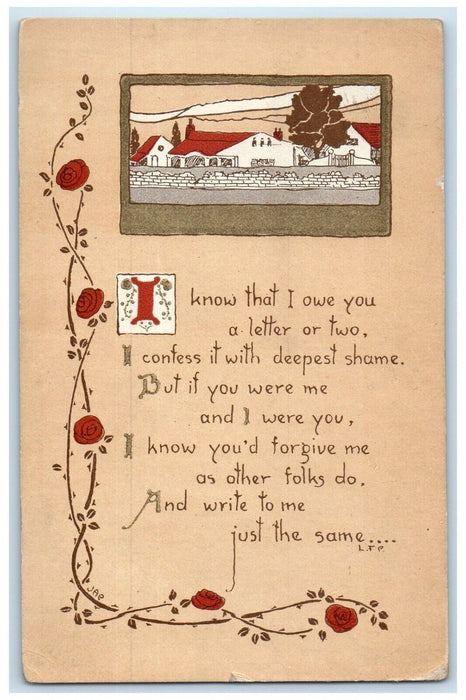 1917 Motto Message Houses Flowers Arts Crafts Chicago Illinois IL  Postcard