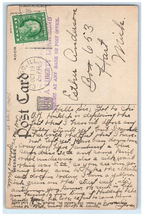1917 Motto Message Houses Flowers Arts Crafts Chicago Illinois IL  Postcard