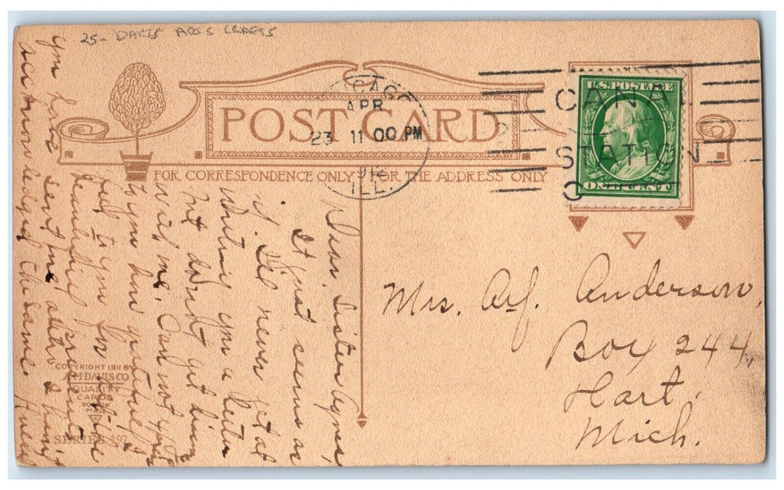 c1910's Motto Davis Arts Crafts Chicago Illinois IL Posted Antique Postcard