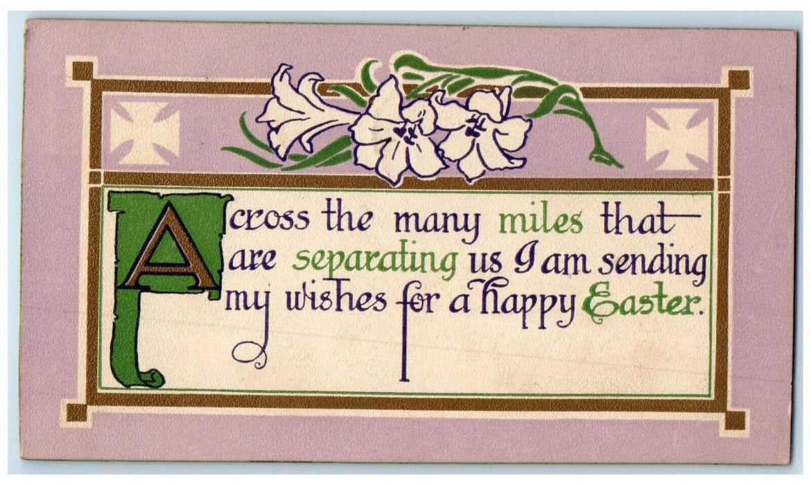 1913 Easter Lily Flowers Davis Arts Crafts Chicago Illinois IL Antique Postcard