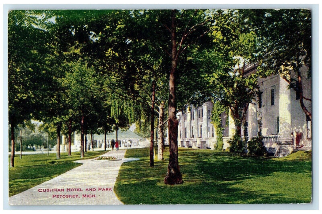 1911 Cushman Hotel Park Petoskey Michigan Vintage Vo Hammon Publishing Postcard