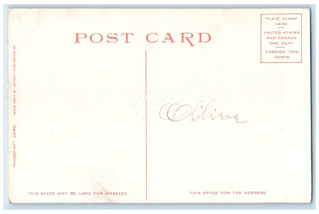 1910 Aerial View GR Railroad Station Locomotive Train Petoskey Michigan Postcard