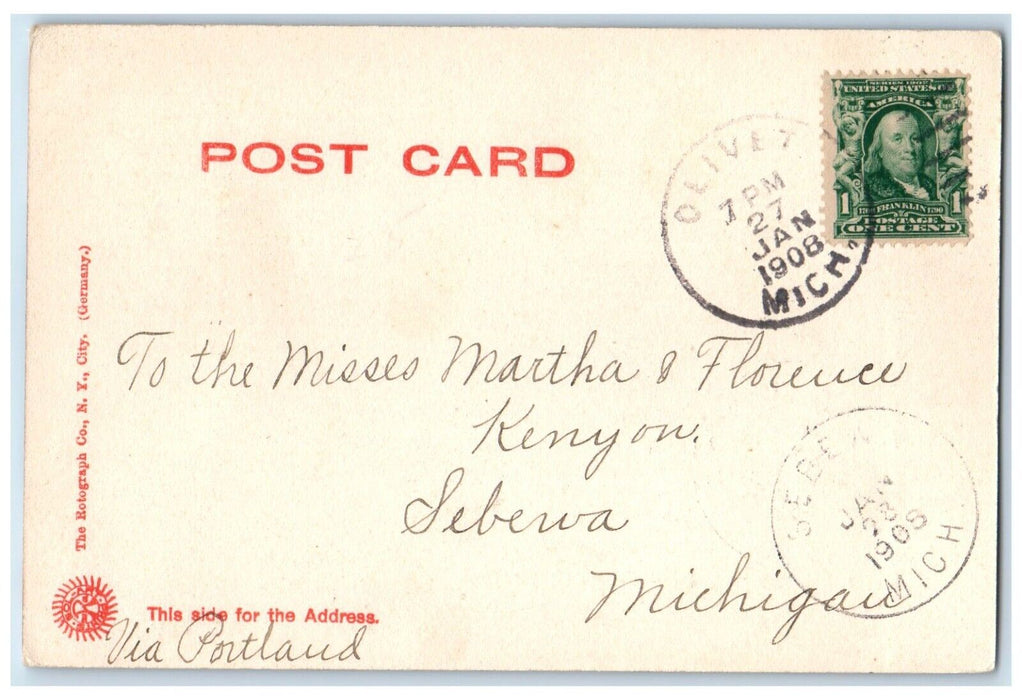 1908 Exterior Shipherd Hall Olivet College Building Olivet Michigan MI Postcard