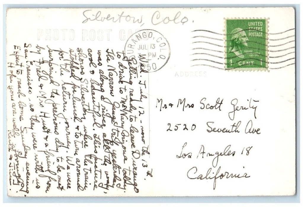 1950 Mountain View Silverton Durango Colorado CO RPPC Photo Posted Postcard