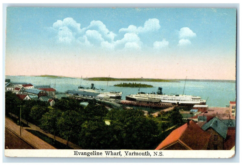 c1910 Evangeline Wharf Yarmouth Nova Scotia Canada Antique Unposted Postcard