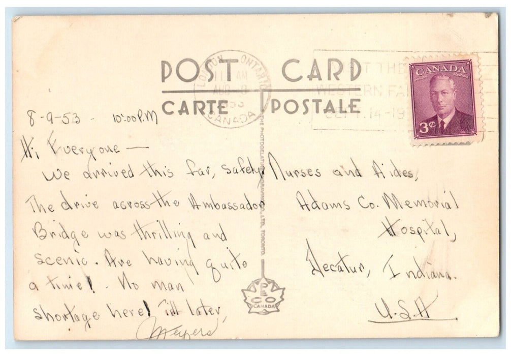 1955 Huron and Erie Building London Ontario Canada Posted Vintage Postcard