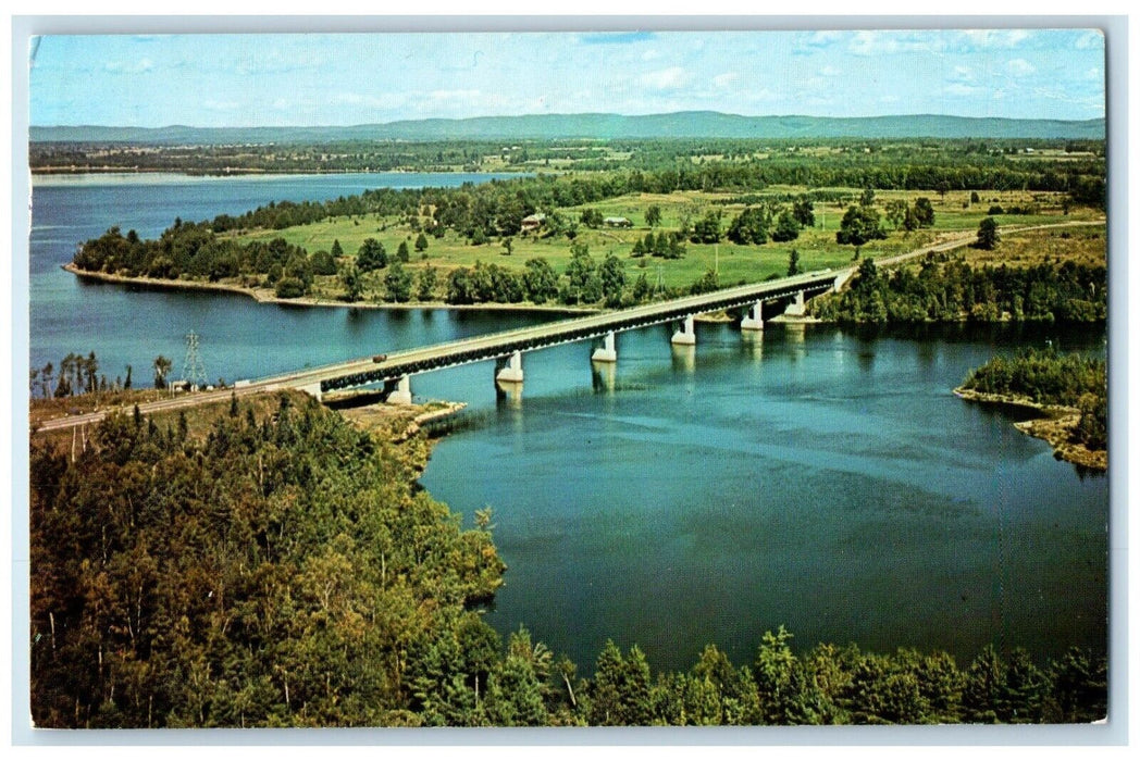 1964 Aerial View of Allumette Bridge Pembroke Ontario Canada Vintage Postcard