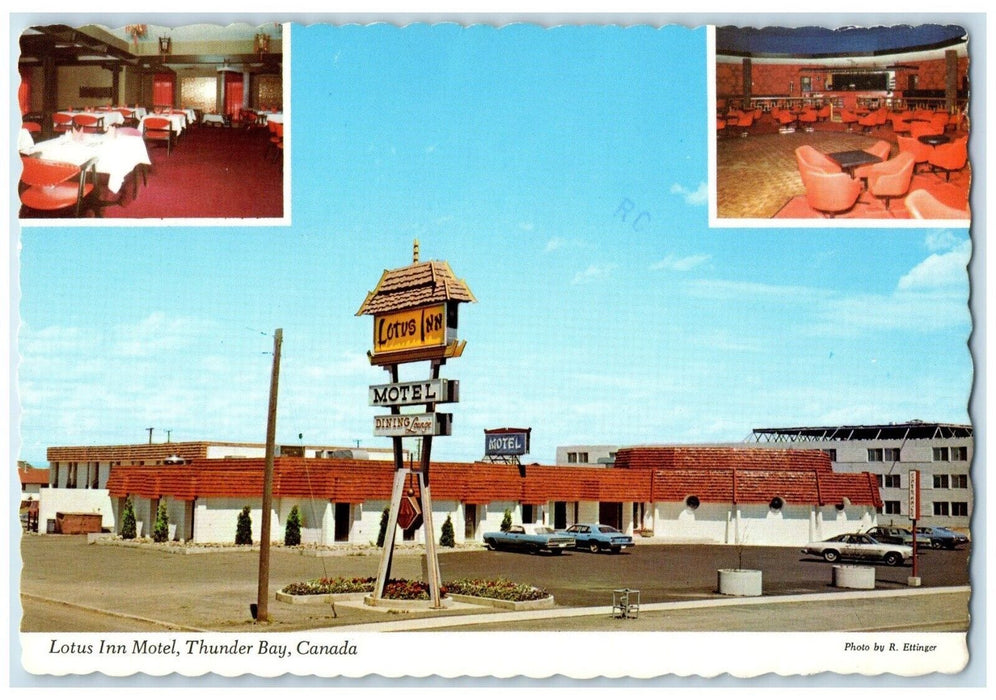 1980 Lotus Inn Motel Thunder Bay Ontario Canada Vintage Multiview Postcard