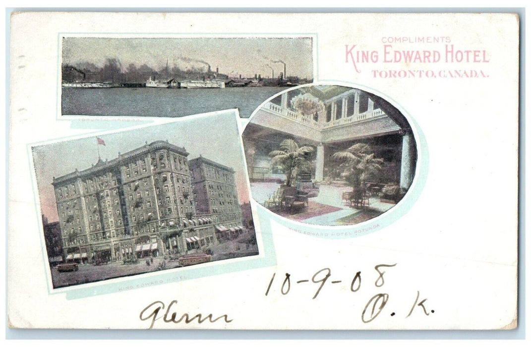 1908 Multiview Compliments King Edward Hotel Toronto Ontario Canada Postcard