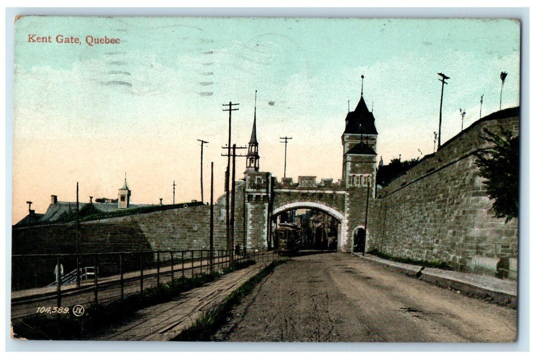 1910 Entrance Gate to Kent Quebec Canada V & Sons Antique Posted Postcard