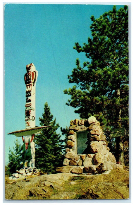 1963 Tom Thomson Memorial Totem Pole and Cairn Algonquin Park Canada Postcard