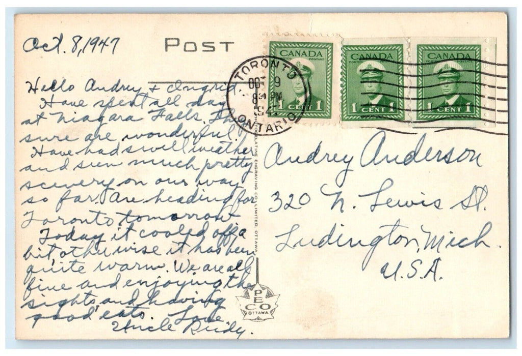 1947 King Street Looking East Hamilton Ontario Canada Vintage Postcard