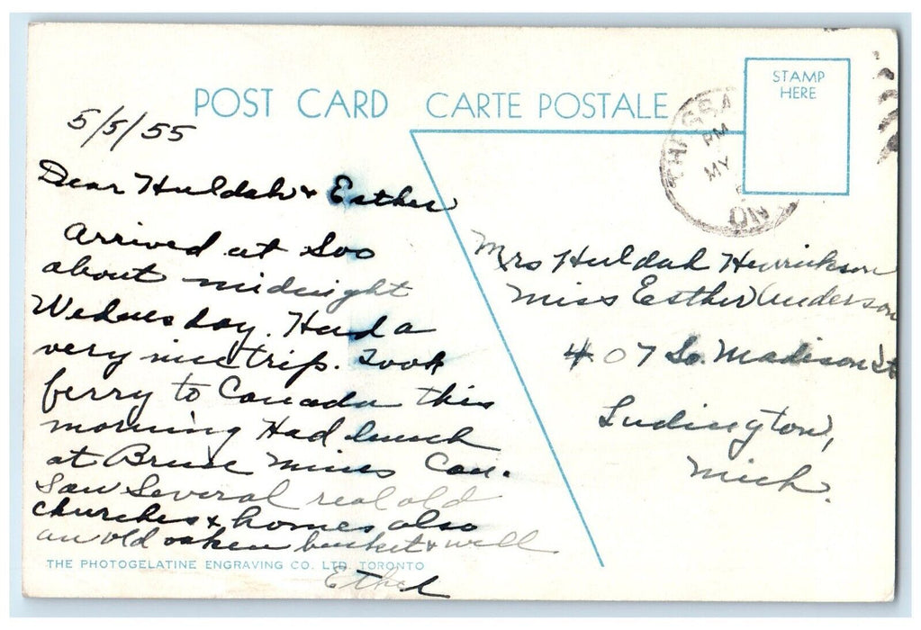 1955 Aubrey Falls Missisaugi River Thessalon Ontario Canada Vintage Postcard