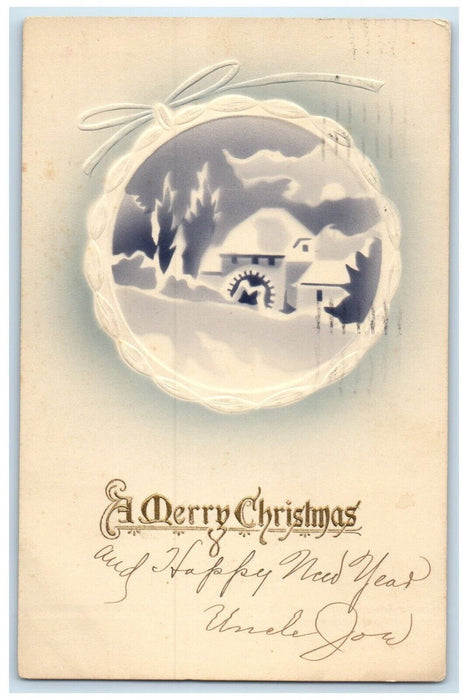 1913 Merry Christmas Mill Airbrushed Embossed Minneapolis MN Posted Postcard