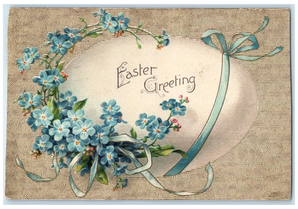 c1910's Easter Greetings Giant Egg Pansies Flowers Clapsaddle Embossed Postcard