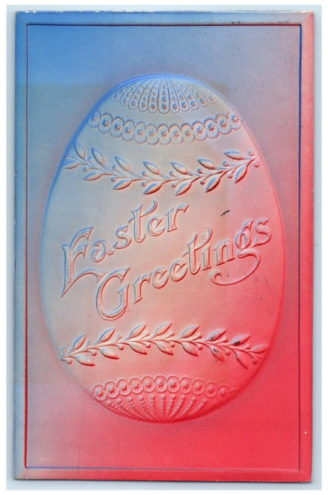 1908 Easter Greetings Giant Egg Embossed Grand Rapids Michigan MI Postcard