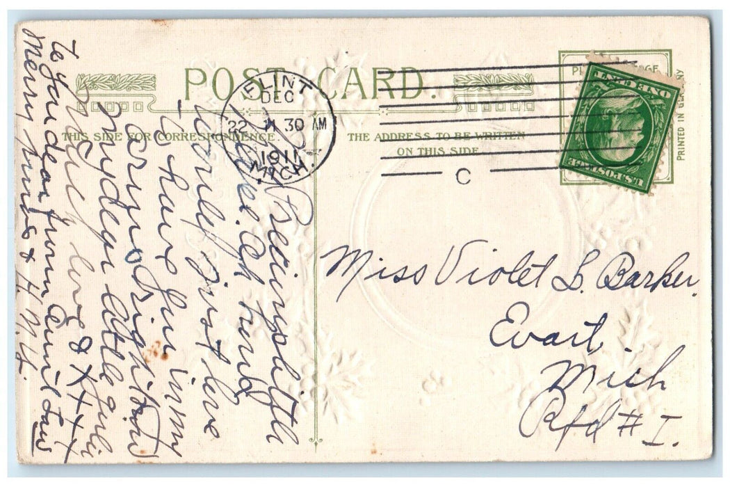 1911 Christmas Holly Berries House Winter John Winsch Artist Signed Postcard