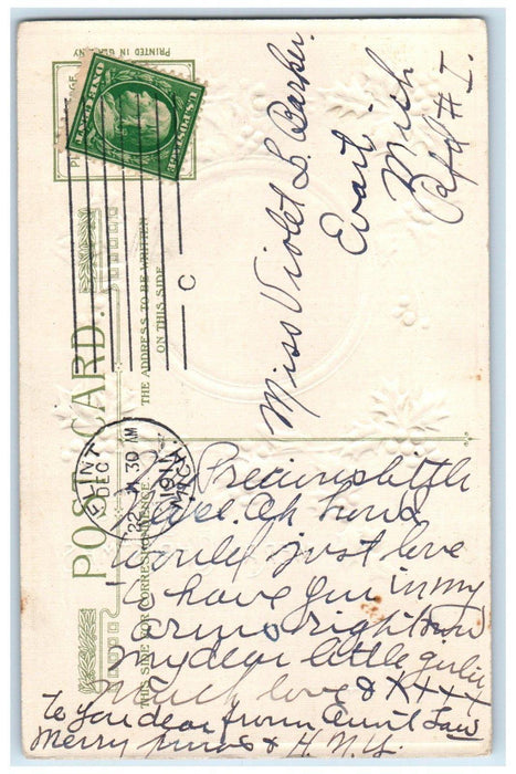 1911 Christmas Holly Berries House Winter John Winsch Artist Signed Postcard