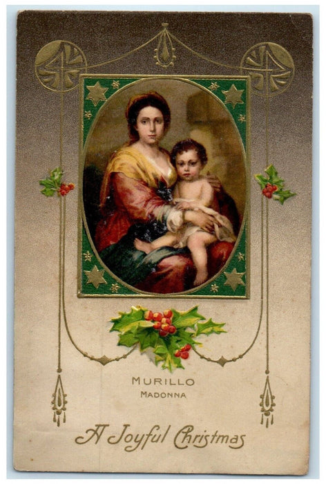 1908 Christmas Murillo Madonna Religious Embossed Winsch Back Embossed Postcard