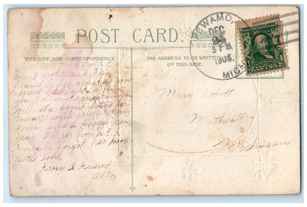 1908 Christmas Murillo Madonna Religious Embossed Winsch Back Embossed Postcard