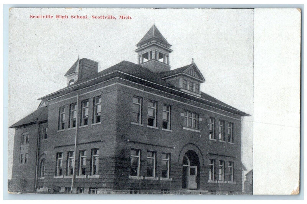 1911 Scottville High School Scottville Michigan Posted Antique Vintage Postcard