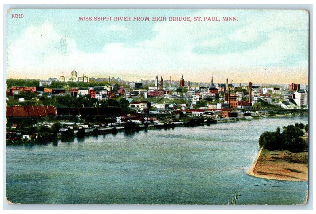 1911 Mississippi River High Bridge Lake Exterior St. Paul Minnesota MN Postcard