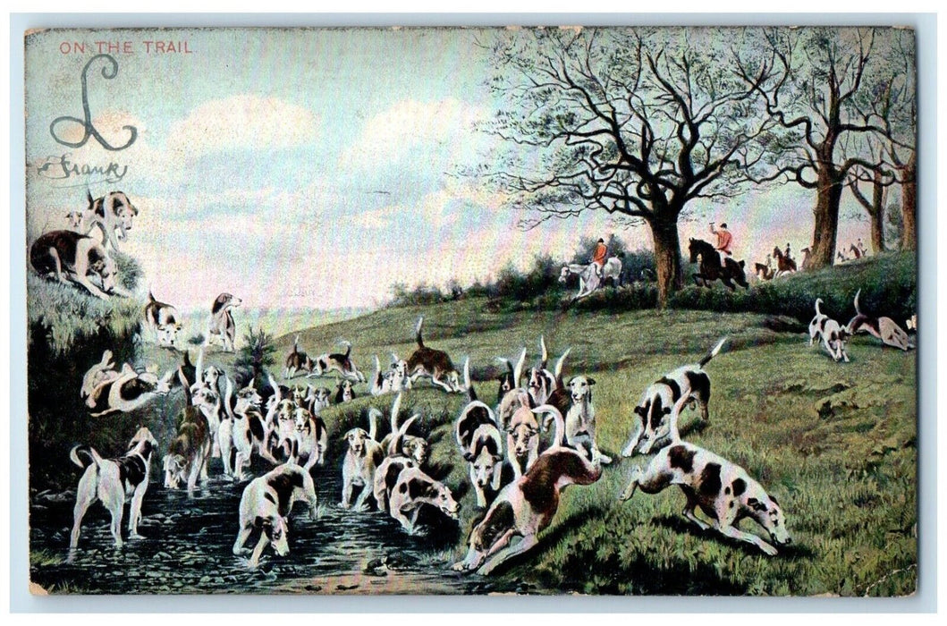 1907 On The Trail Hunt Hound Dog Fox New York NY Posted Antique Postcard