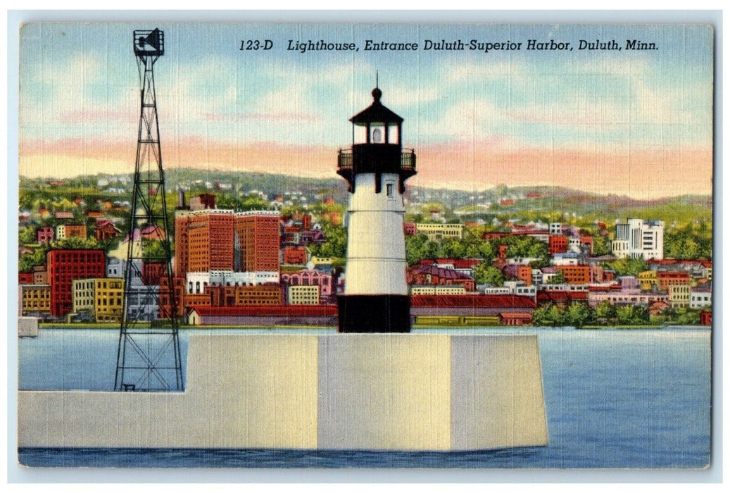 c1940 Lighthouse Entrance Duluth Superior Harbor Lake Duluth Minnesota Postcard