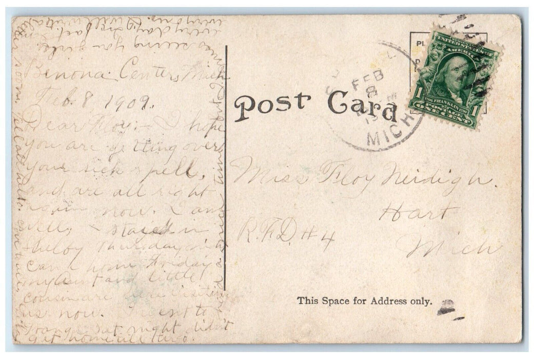 1909 Scene Near Stony Lake Waves Rocks Michigan Posted Vintage Antique Postcard