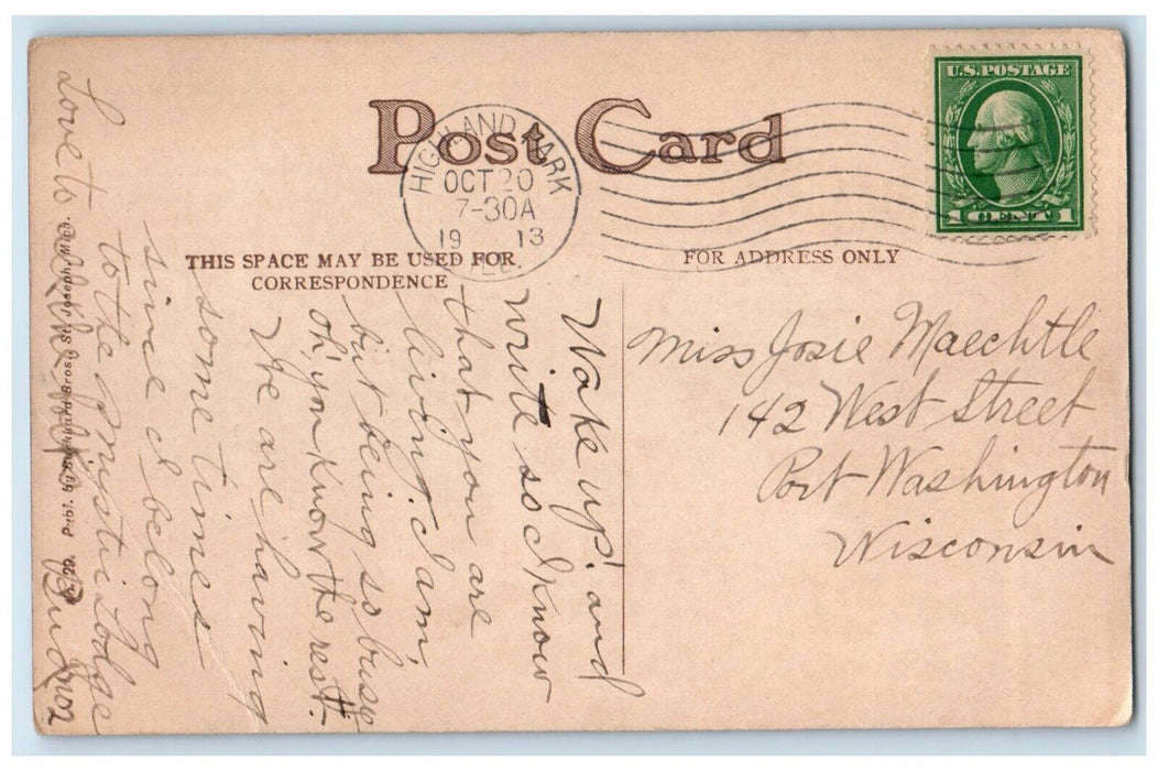 1913 Overlooking Hotels Mineral Bath House St Joseph Michigan Vintage Postcard