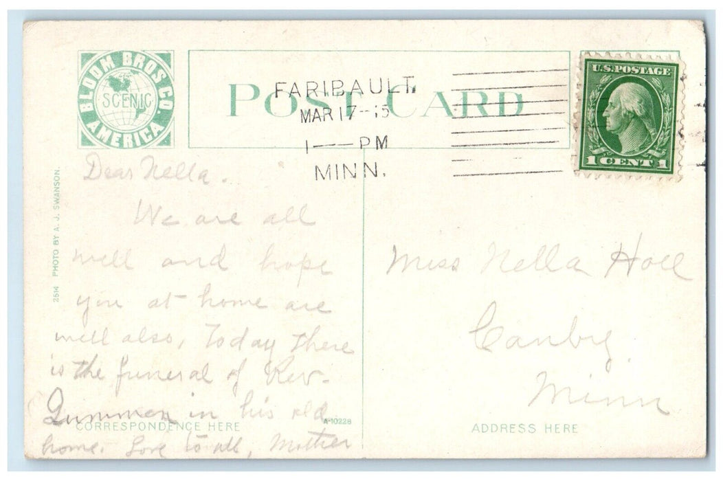 1915 State School Feeble Minded Exterior Building Faribault Minnesota Postcard