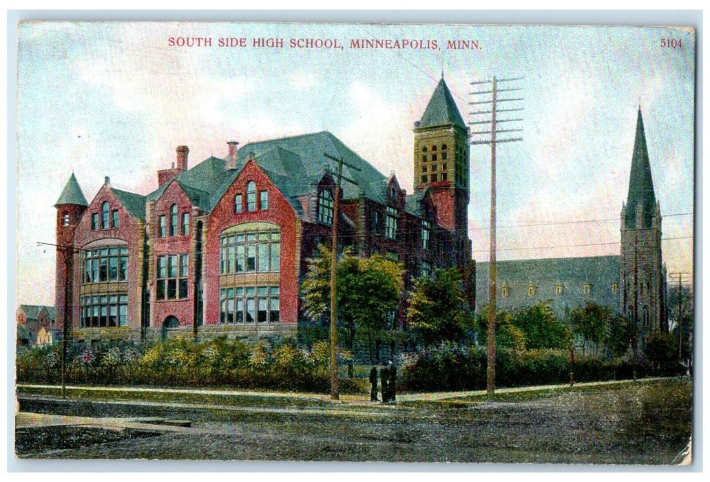 1911 South Side High School Exterior Building Minneapolis Minnesota MN Postcard