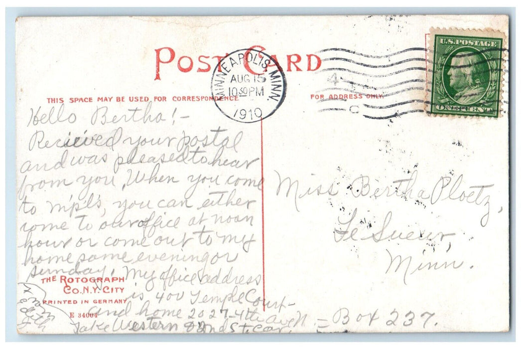 1910 City Hall Court House Corn Exchange Exterior Minneapolis Minnesota Postcard