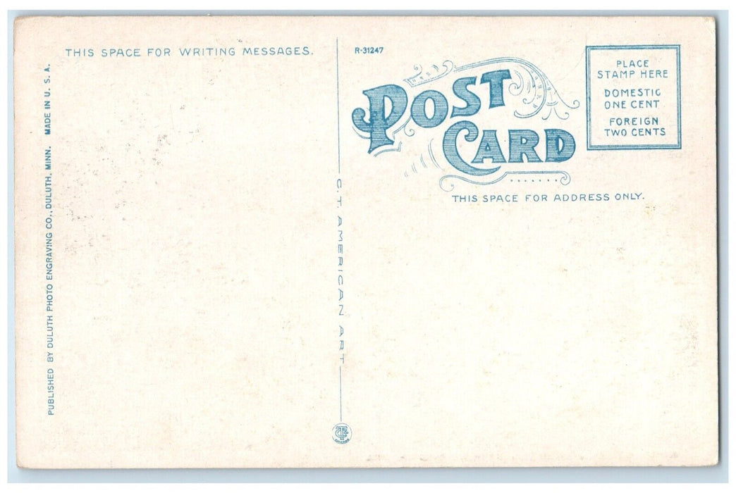 c1920 Aerial Bridge Night Duluth Steamer Superior Harbor Minnesota MN Postcard