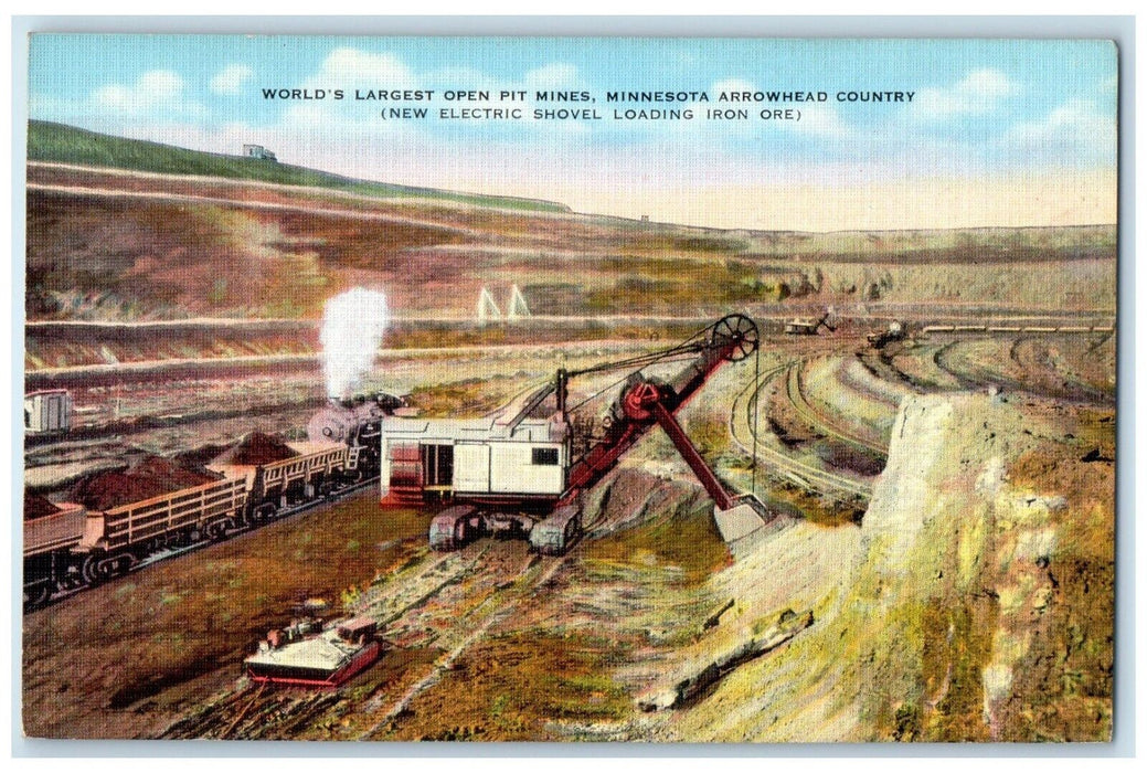 c1930's World's Largest Open Pits Mines Minnesota Arrowhead County Postcard