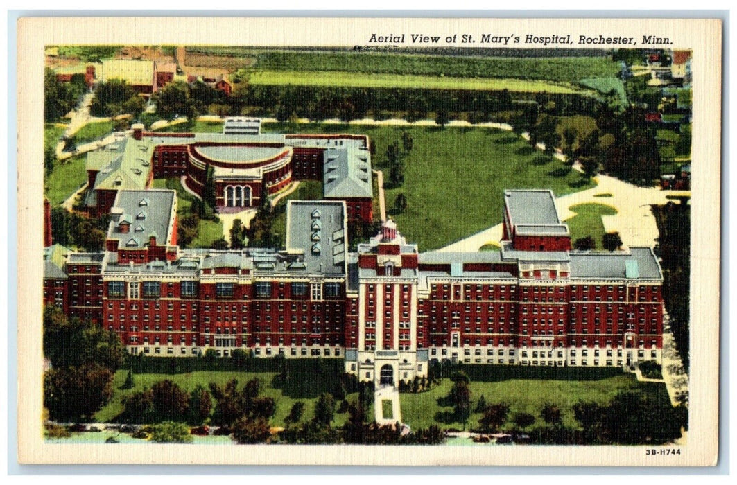 c1949 Aerial View St. Mary's Hospital Exterior Rochester Minnesota MN Postcard
