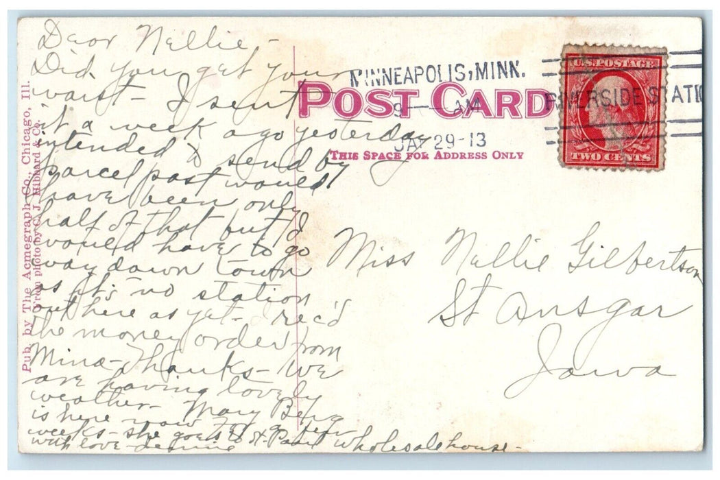 1913 New Shubert Theatre Exterior Building Road Minneapolis Minnesota Postcard