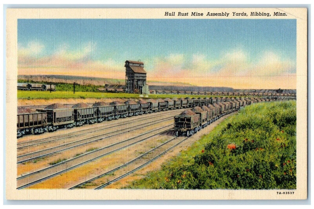 c1940 Hull Rust Mine Assembly Yards Railroad Hibbing Minnesota Vintage Postcard