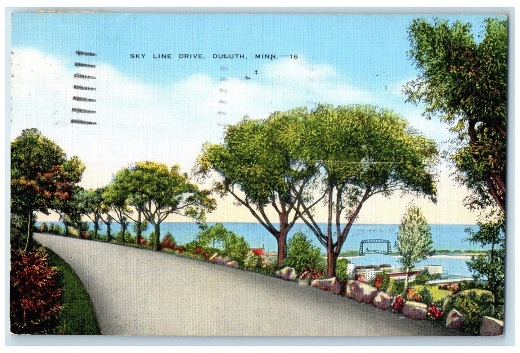 1945 Sky Line Drive Hillsides St. Louis Bay River Duluth Minnesota MN Postcard