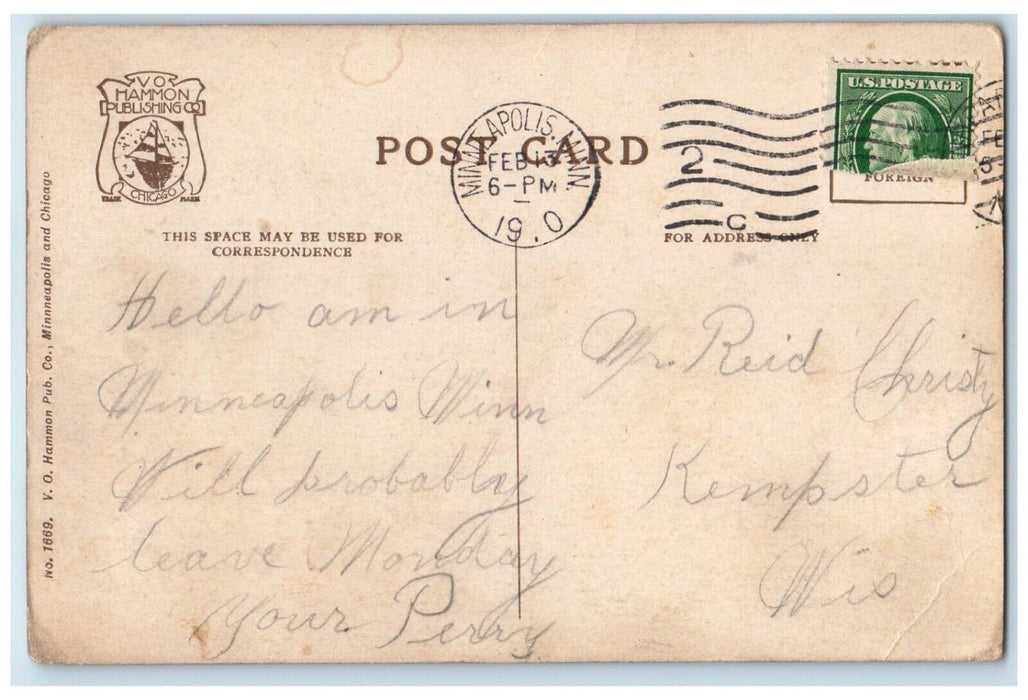 1910 Union Station Exterior Building Streetcar Minneapolis Minnesota MN Postcard