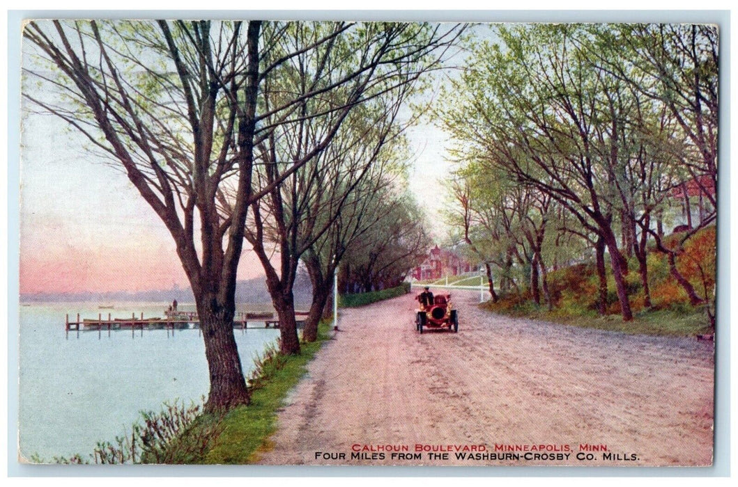 1909 Calhoun Boulevard Classic Car Road Minneapolis Minnesota Vintage Postcard