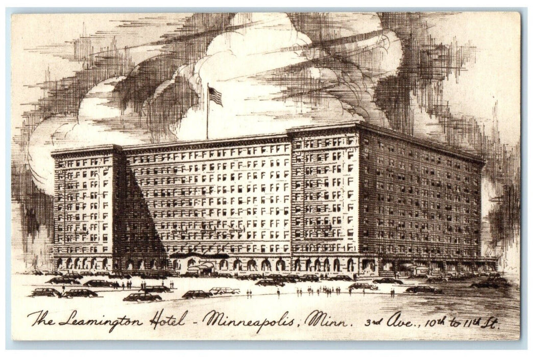 c1910 Leamington Hotel Coffee Shop Cafe Exterior Minneapolis Minnesota Postcard
