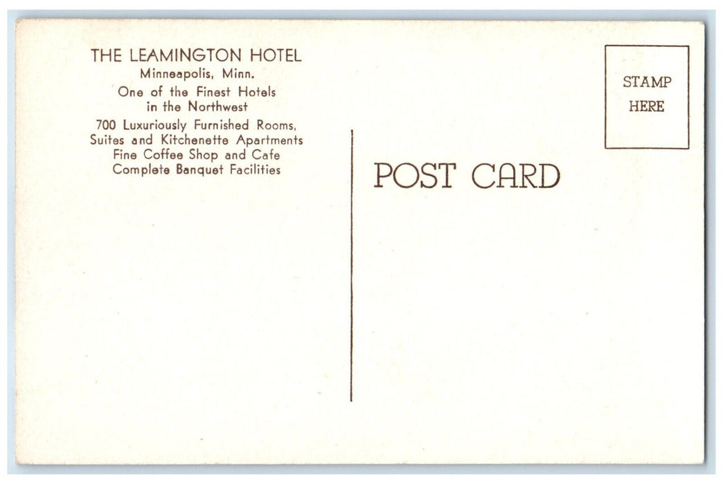 c1910 Leamington Hotel Coffee Shop Cafe Exterior Minneapolis Minnesota Postcard