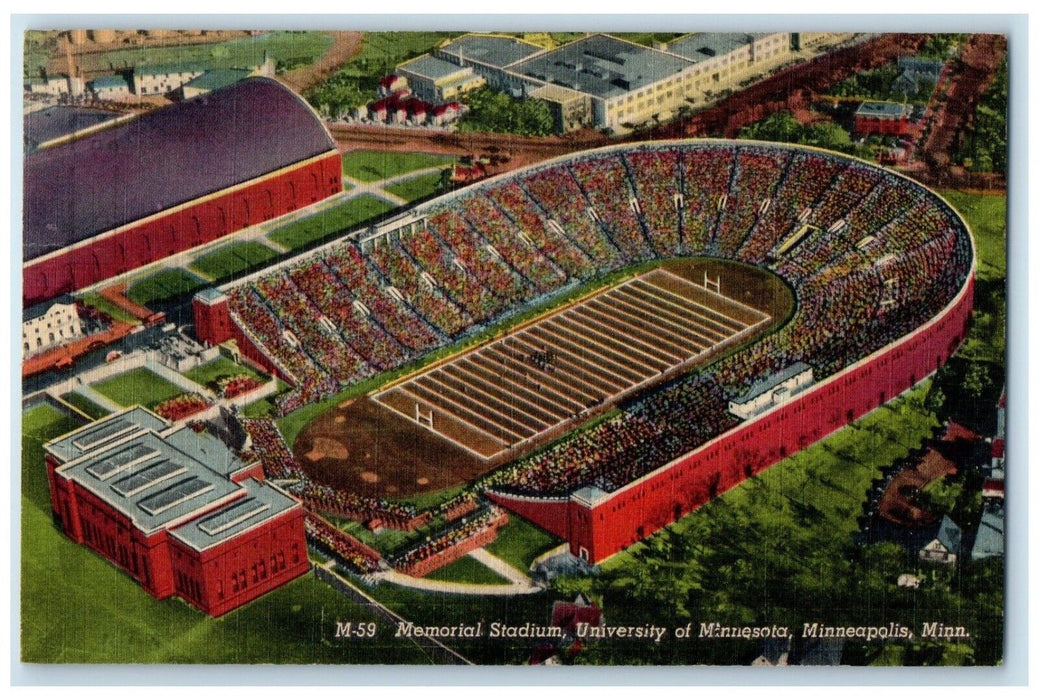 1952 Memorial Stadium University Field Minnesota Minneapolis Minnesota Postcard